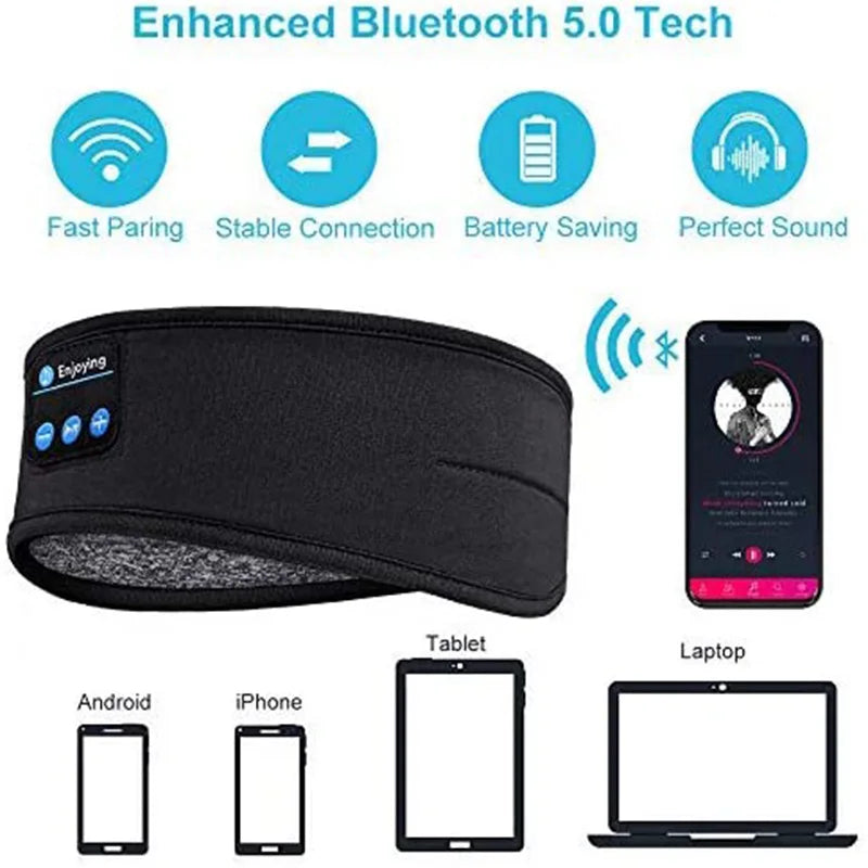 Sleeping Bluetooth 5.0 Earphones Sports Elastic Headband Wireless Headphones Music Eye Mask Wireless Bluetooth Headset Headband