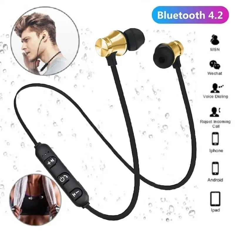 Sports Running Bluetooth 4.2 Earphone Magnetic Wireless Headphones With HD Microphone Bass 3D Stereo Earphones