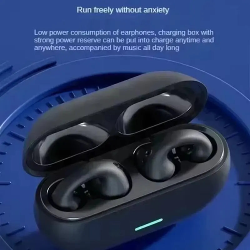 T75 NEW Bluetooth Headset 5.3 Wireless Bone Conduction Headphones Clip Ear Music Noise Canceling HD Call Sports Gaming Earphone