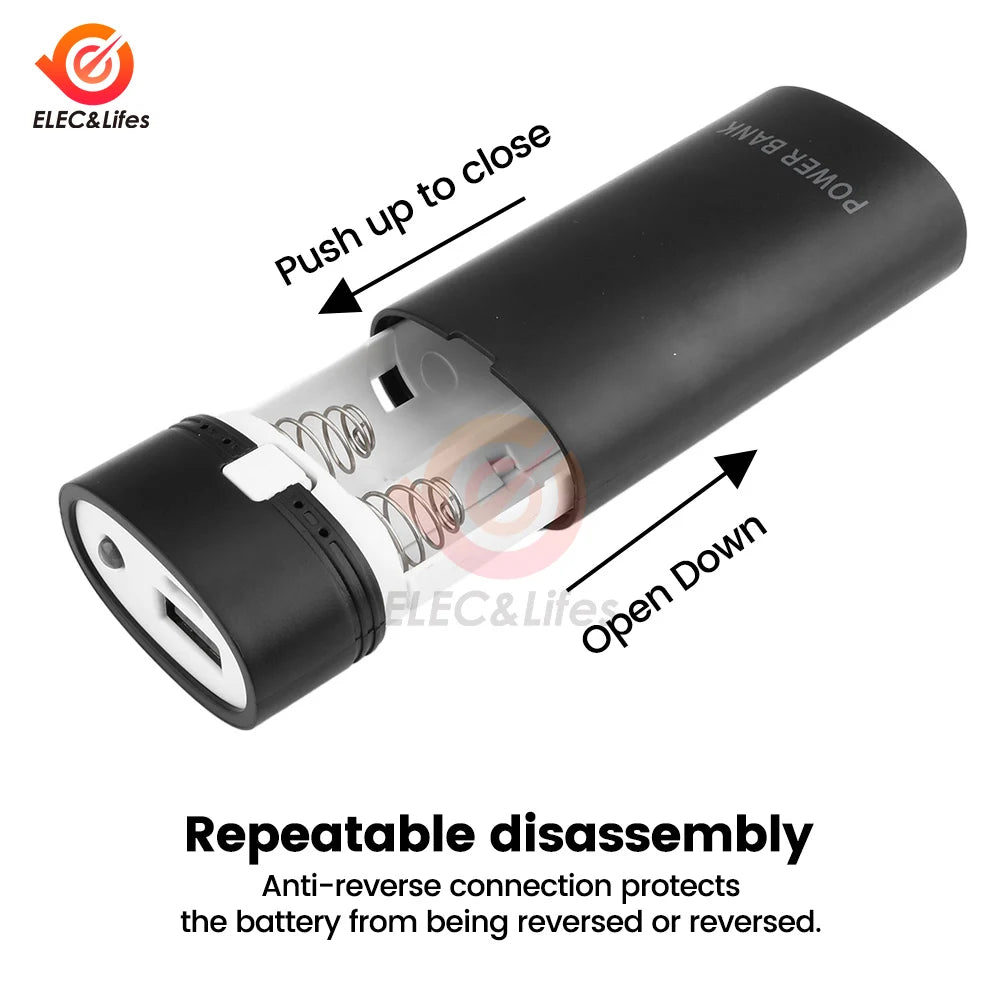 Portable Power Bank Case For 18650 Battery DIY Mobile Storage Box 5V USB Charger for Phone Electronic Mobile Charging