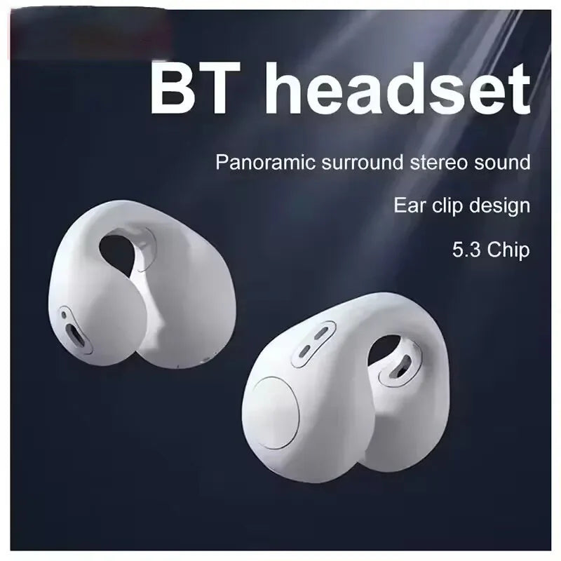 T75 NEW Bluetooth Headset 5.3 Wireless Bone Conduction Headphones Clip Ear Music Noise Canceling HD Call Sports Gaming Earphone