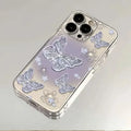 Purple Butterfly Phone Case For iPhone 16 15 14 13 12 11 Pro XS MAX 7 XR 8 7 Plus Clear Cover Fundas