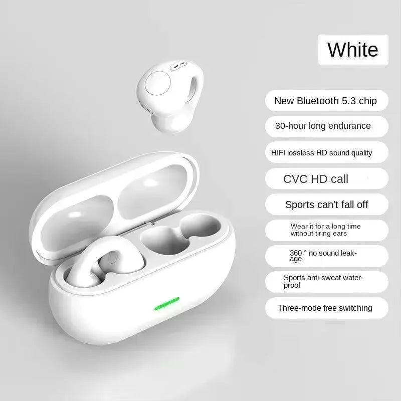 T75 NEW Bluetooth Headset 5.3 Wireless Bone Conduction Headphones Clip Ear Music Noise Canceling HD Call Sports Gaming Earphone