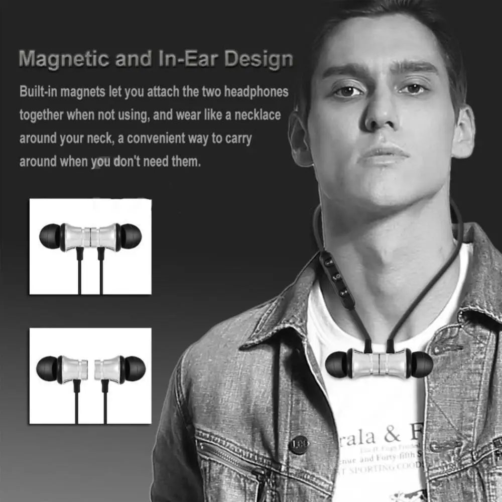Sports Running Bluetooth 4.2 Earphone Magnetic Wireless Headphones With HD Microphone Bass 3D Stereo Earphones